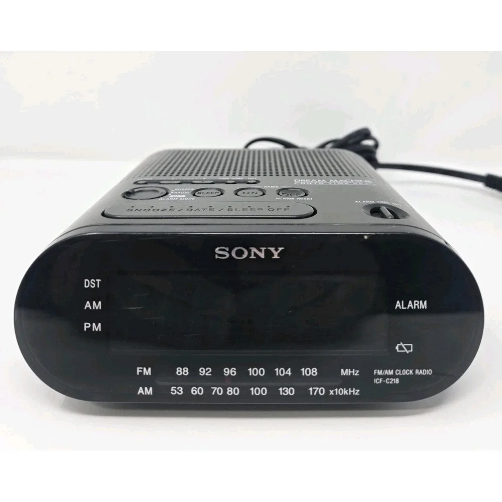 Sony Dream Machine ICF-C218 Black AM FM Digital Alarm Clock Radio OEM - WORKS